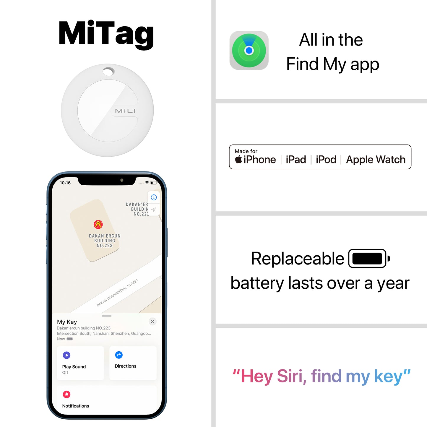 iFynd MiLi-Set of Three MiTag With Three Keychain - ifyndyou